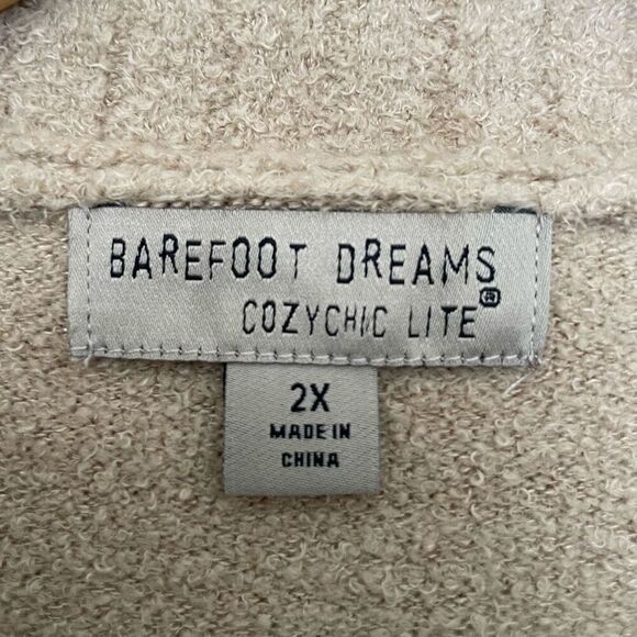 BAREFOOT DREAMS CozyChic Lite Half Zip Tunic Sweater Top Biscotti 2X - Picture 2 of 4